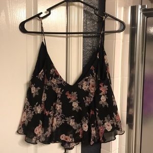 Flower Print Spaghetti Strap Crop Top